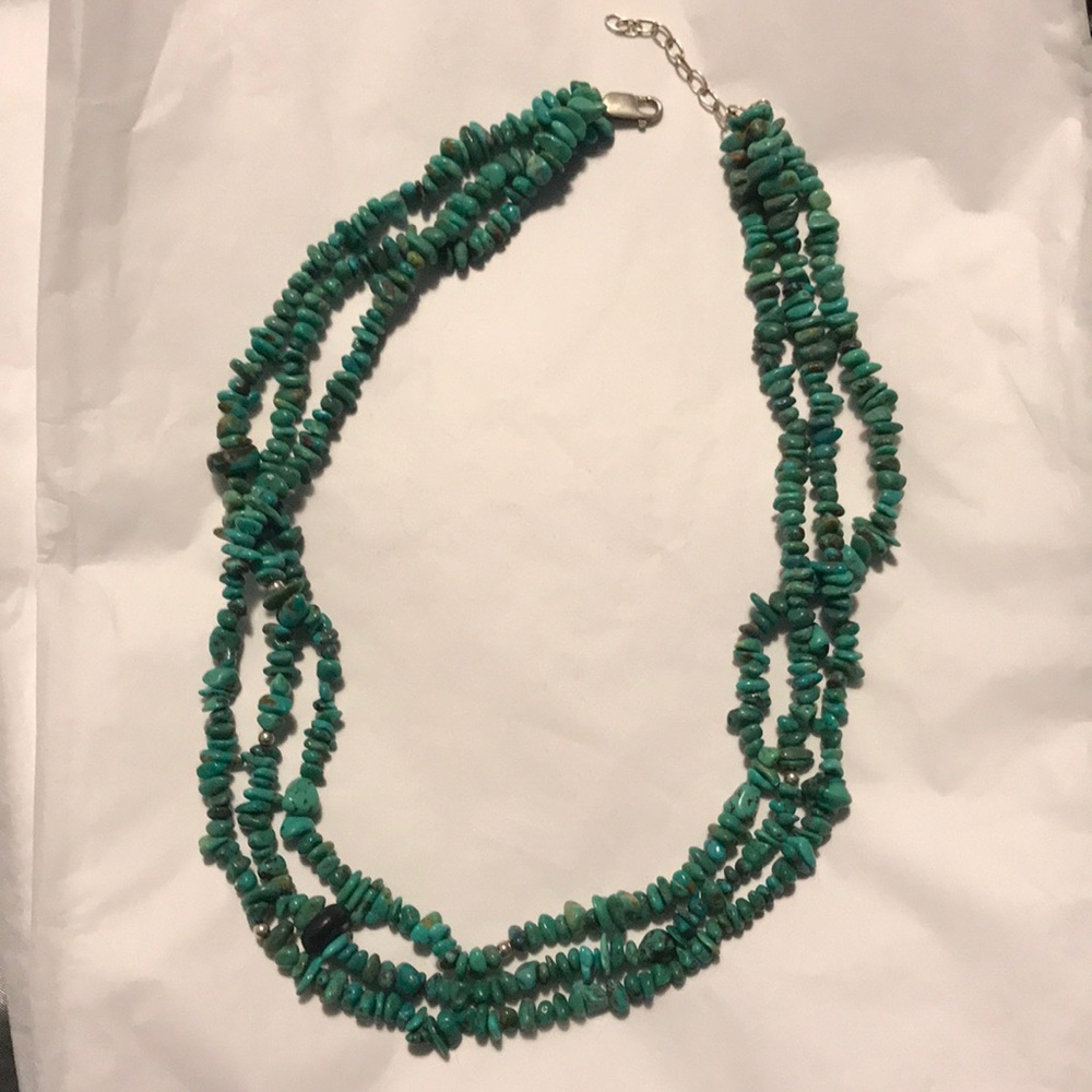 Blue and green hues of stone native type necklace